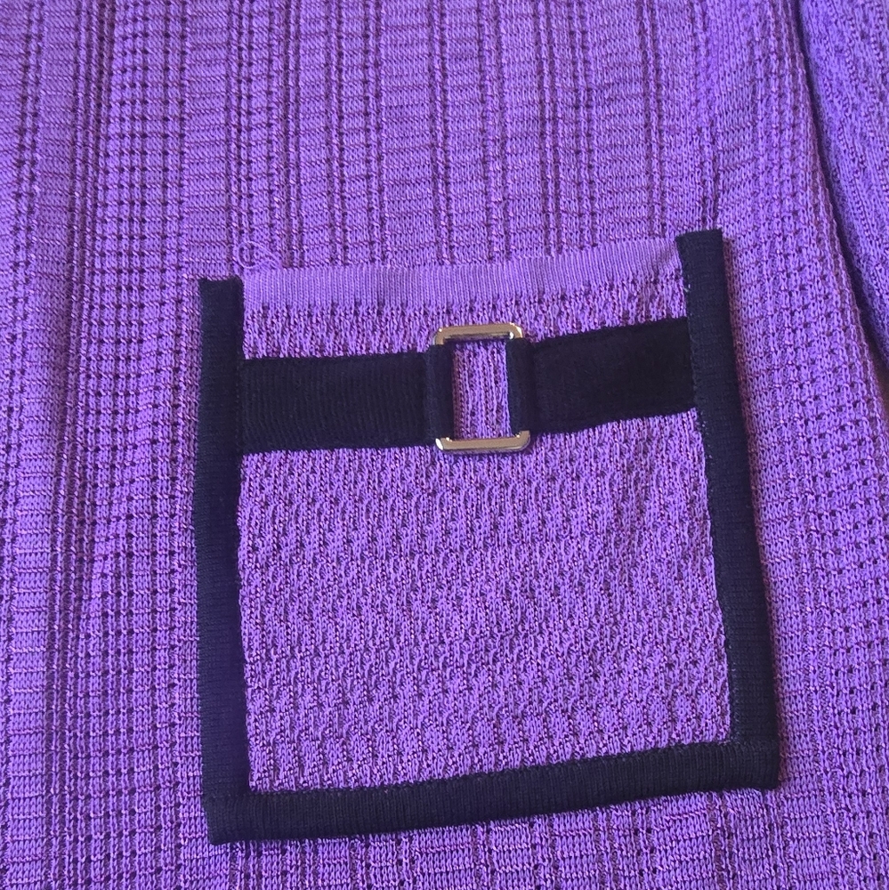 Ming Wang Heritage Purple Black Knit Cardigan Blazer Size Small - Picture 4 of 9